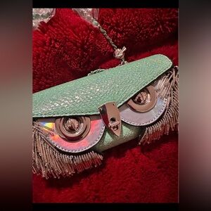 Luxury Designer Milan Chiva Owl Evening Beaded Purse Bag Clutch